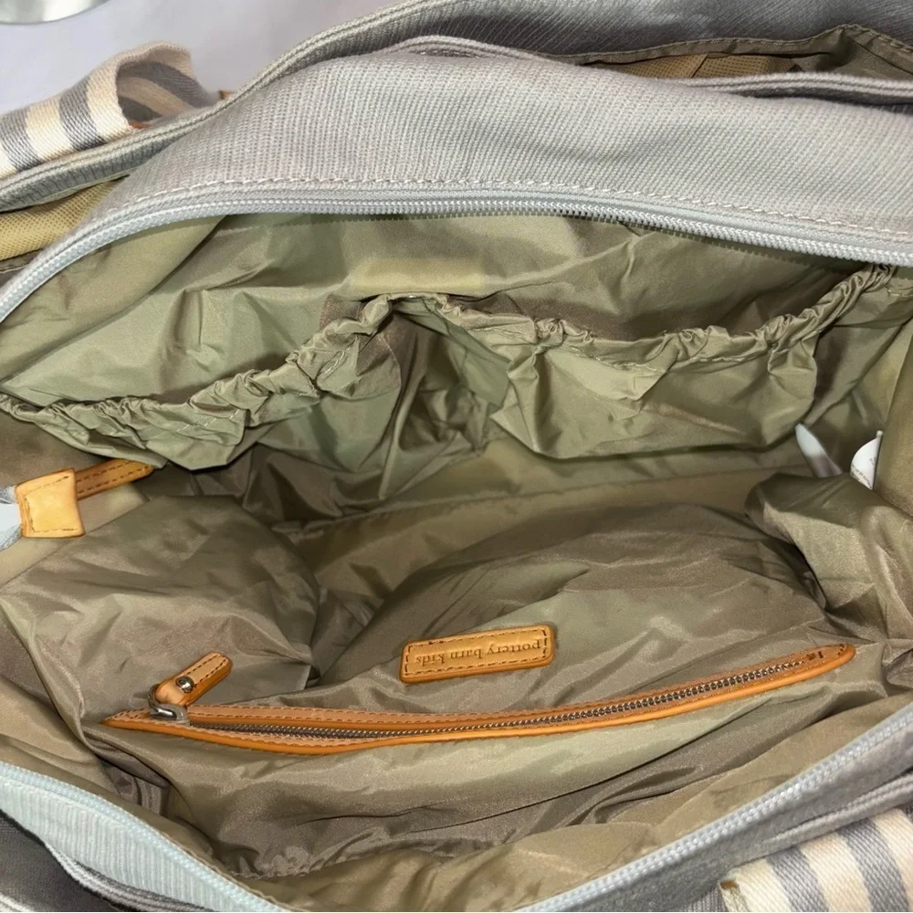 Pottery Barn Kids Gray and Brown Classic Baby Diaper Bag with Initial C
